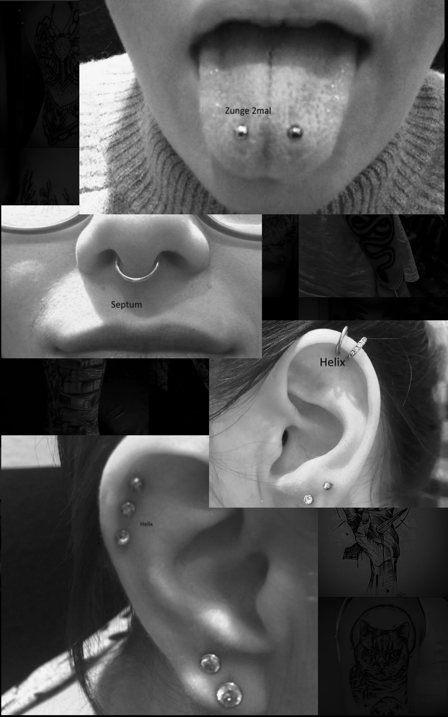 Black and Pony Piercing